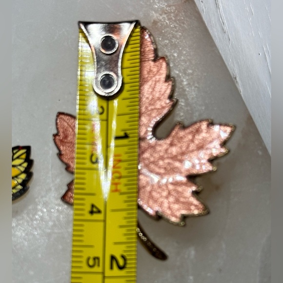 Fall Leaves Pins Enamel on Metal Set of 2 - Picture 6 of 7